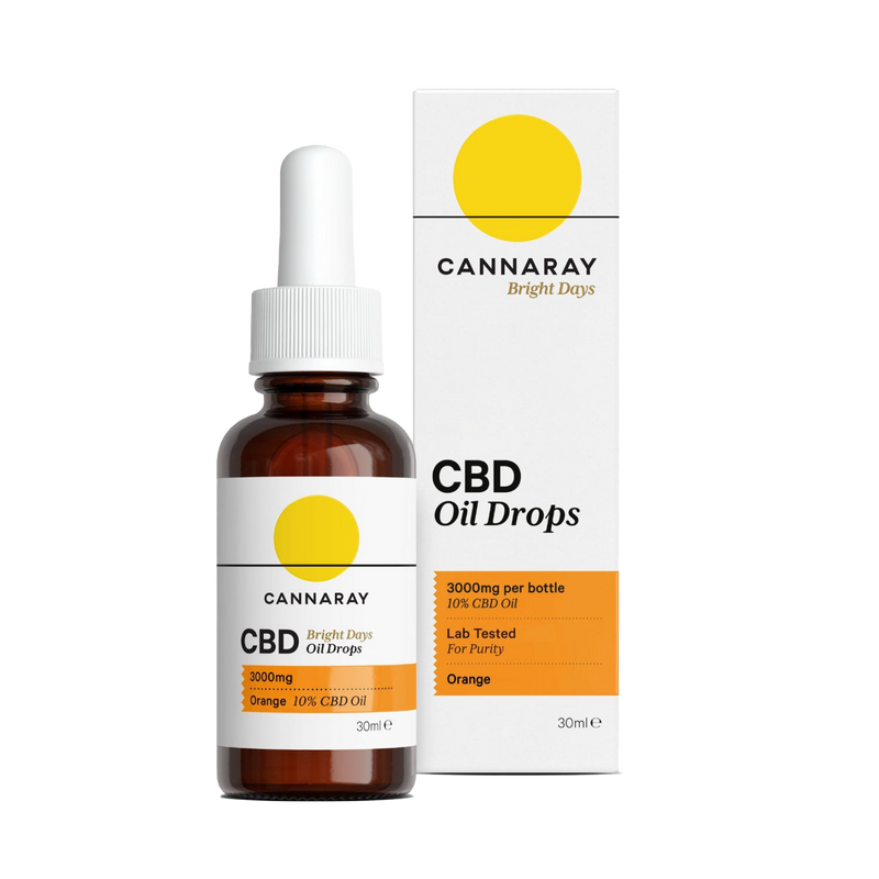 Cannaray Bright Days CBD oil drops orange flavour 30ml, imported from the UK