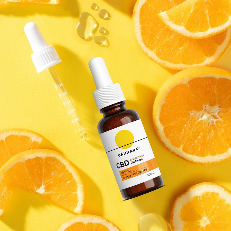 Cannaray Bright Days CBD oil drops orange flavour 30ml, imported from the UK