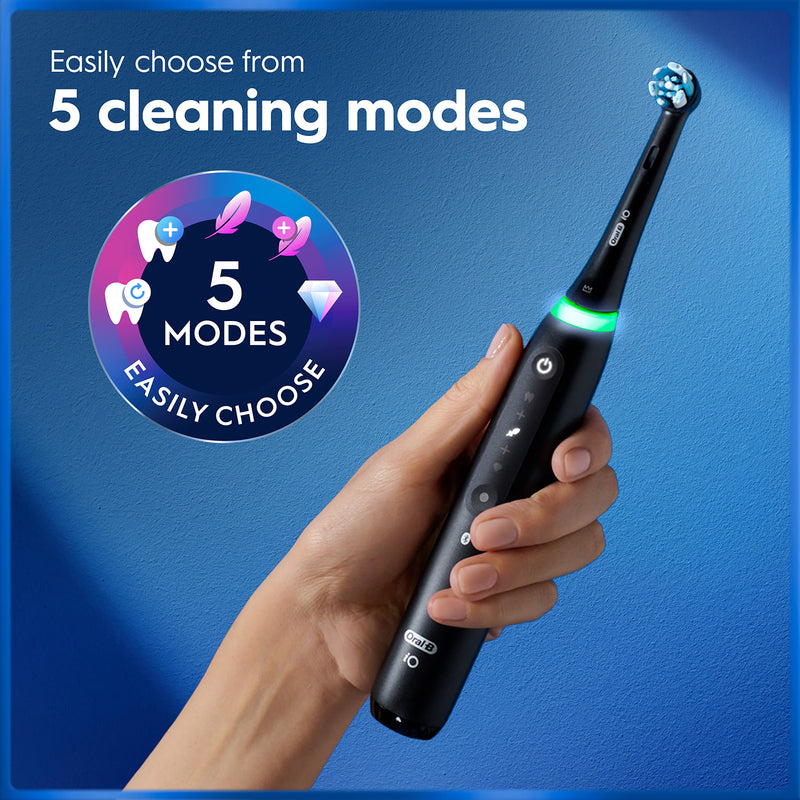 Oral-B iO 5 black electric toothbrush, imported from the UK