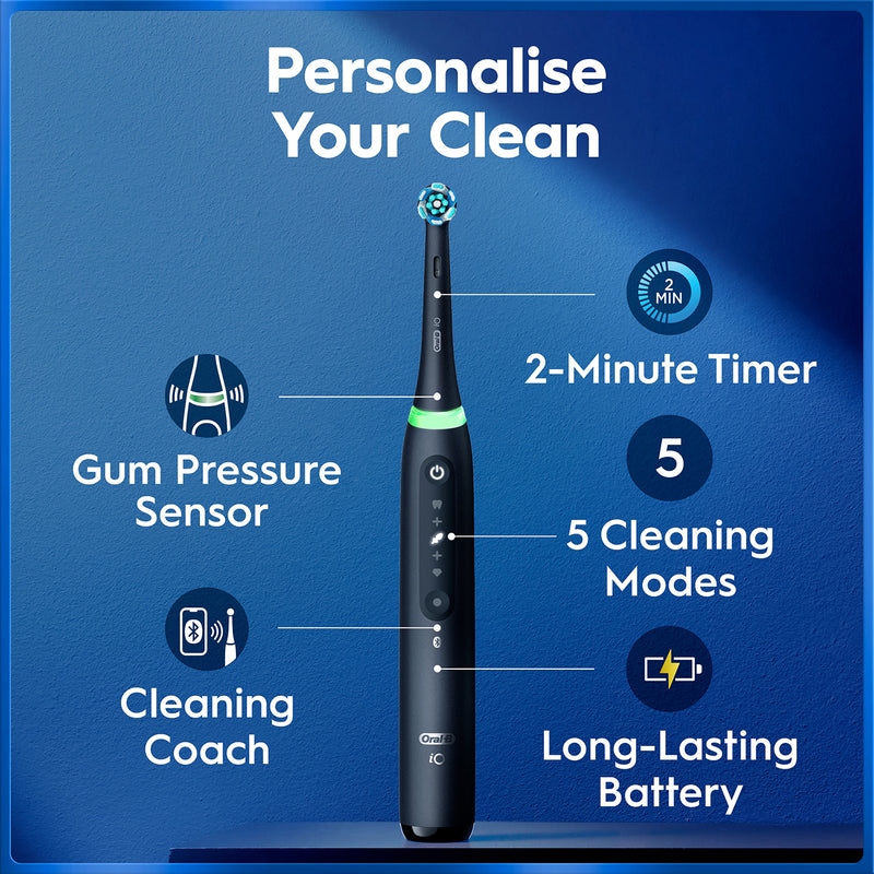 Oral-B iO 5 black electric toothbrush, imported from the UK