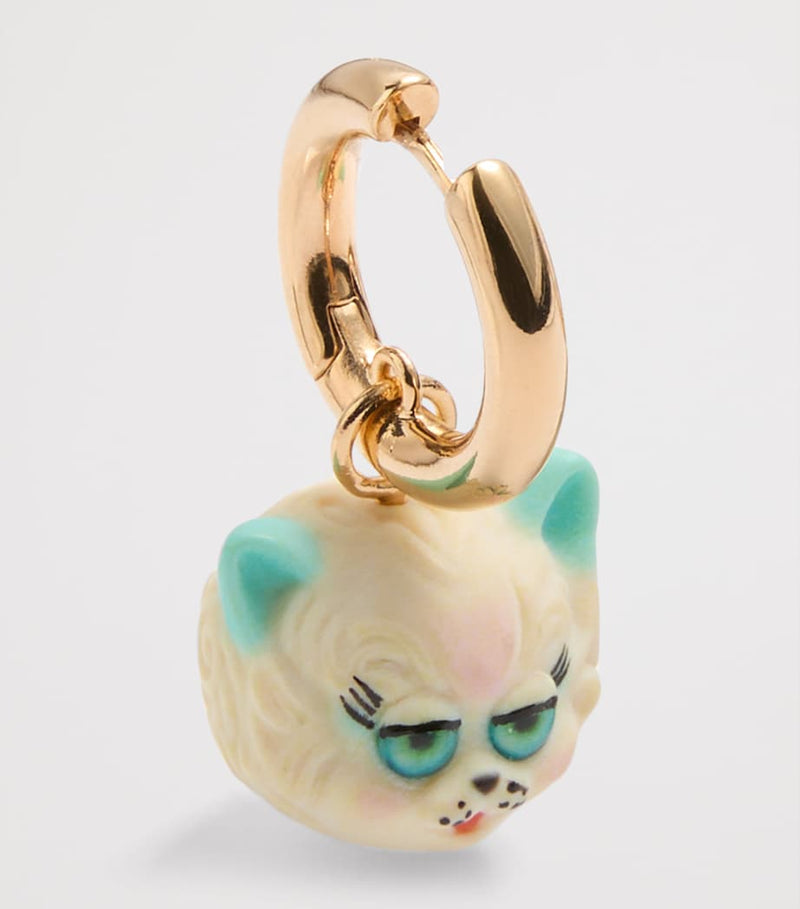 Valentino Garavani Le Chat earring gold-tone hoop, UK version
