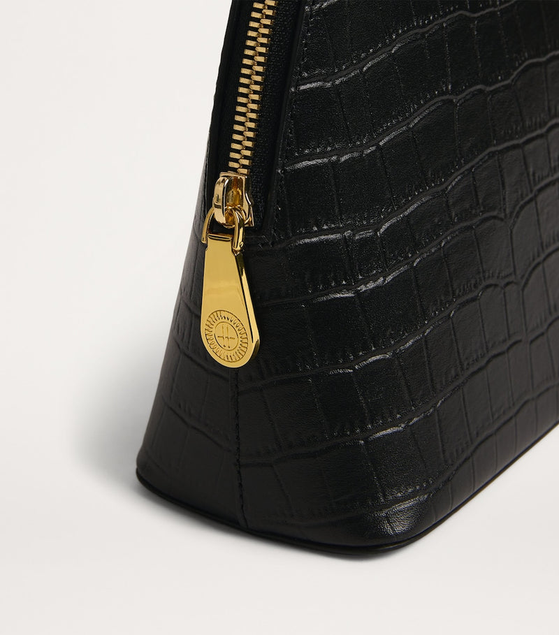 Harrods large croc-embossed leather cosmetics bag (British brand)