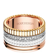 Harrods Boucheron Quatre White Edition Large Mixed Gold and Diamond Ring- Buy online at McGrocer