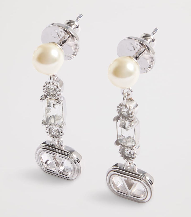 Valentino Garavani VLogo crystal ovalette earrings (British brand)