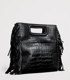 Maje M cross-body bag leather fringed trim UK version
