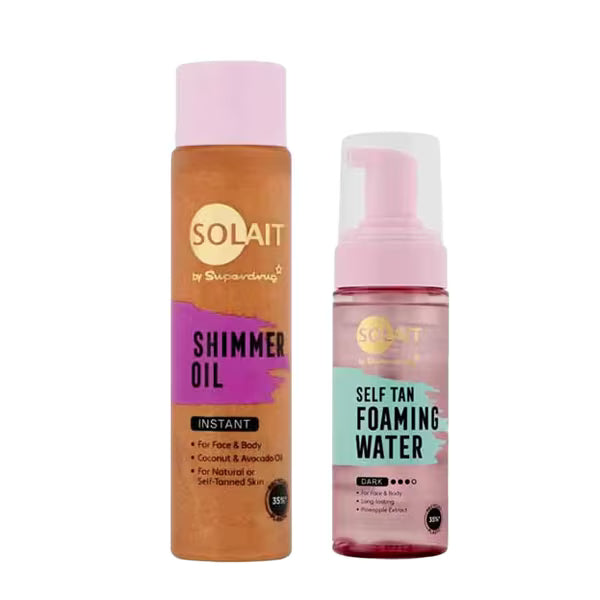 Superdrug Solait Face Neck Glow Bundle Dark Self Tan Kit (British brand)