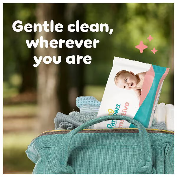 Pampers Sensitive Plastic Free Baby Wipes 52 wipes, imported from the UK