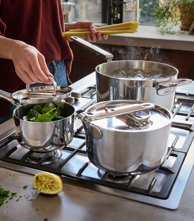 Joseph Joseph Space Steel Folding-Handle 3-Piece Saucepan Set, UK version