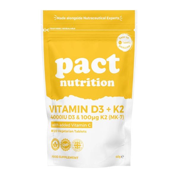 Pact Nutrition Vitamin D3 K2 tablets 4000iu 100mcg 120 count - British product