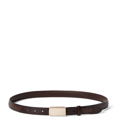 Harrods Brunello Cucinelli Leather Woven Belt- Buy online at McGrocer