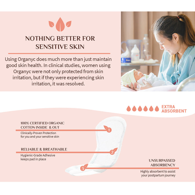 Organyc maternity pads hospital 12 count - British product
