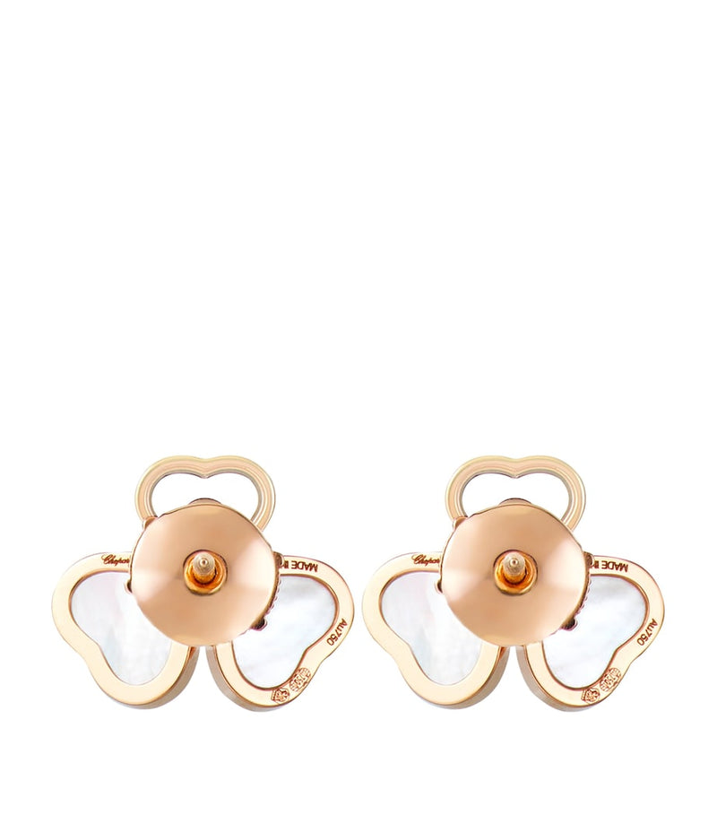 Chopard Happy Hearts rose gold earrings with mother-of-pearl and diamond (British brand)