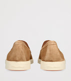 Suede Loafers with Lightly Tapered Silhouette and Orange Details