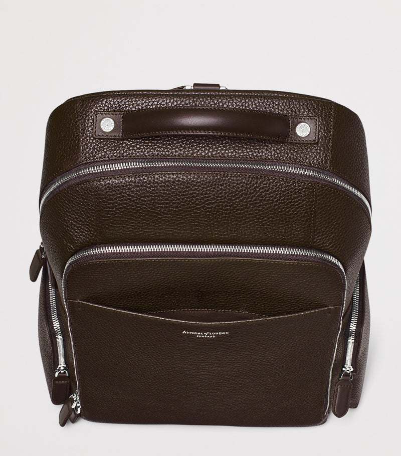 Aspinal of London pebbled leather reporter zipped backpack (British brand)