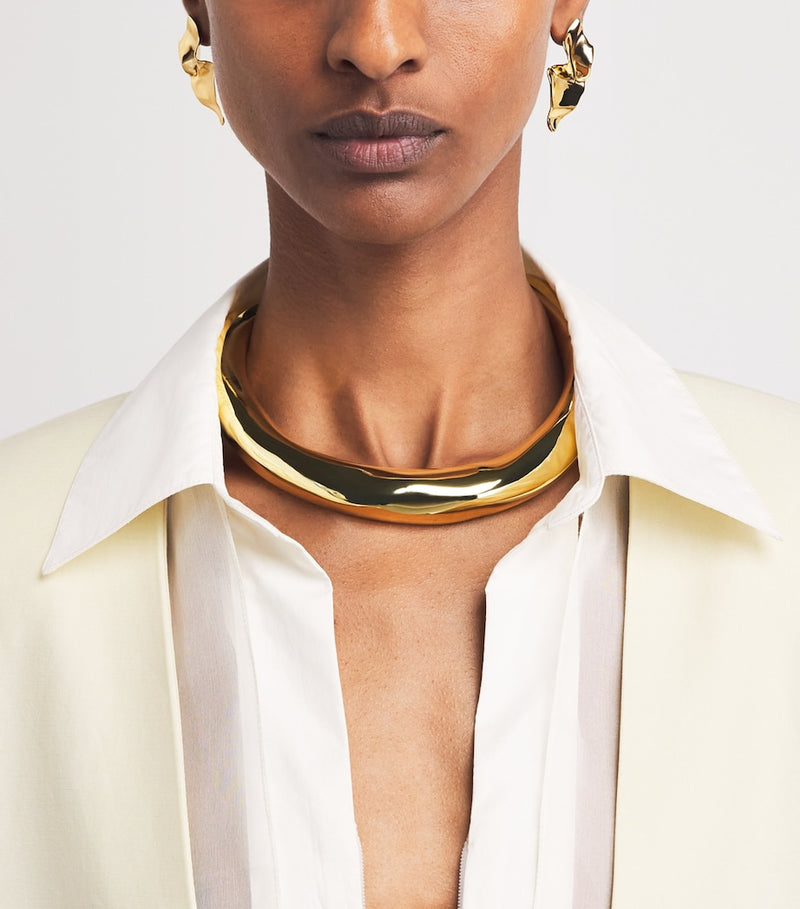 Alexis Bittar gold-plated crumpled earrings, imported from the UK