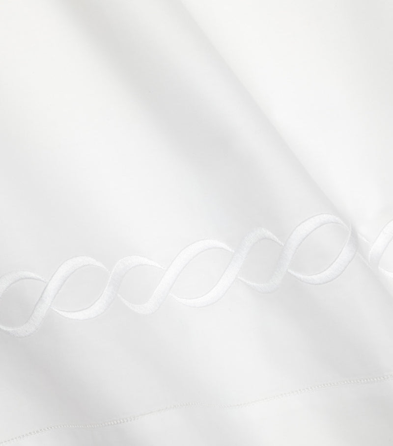 Pratesi Super King flat sheet with braid embroidery, 300cm x 270cm, imported from the UK