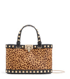 Valentino Garavani mini leather Rockstud bag leopard print, imported from the UK