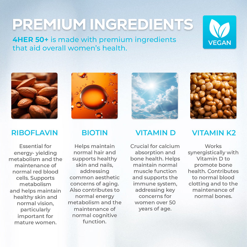 4Her women's multivitamins 50+ 60 vegan tablets, UK version