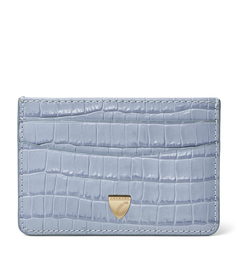 Aspinal of London croc-embossed leather slim card holder, UK version