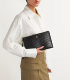 Harrods medium croc-embossed leather pouch (British brand)