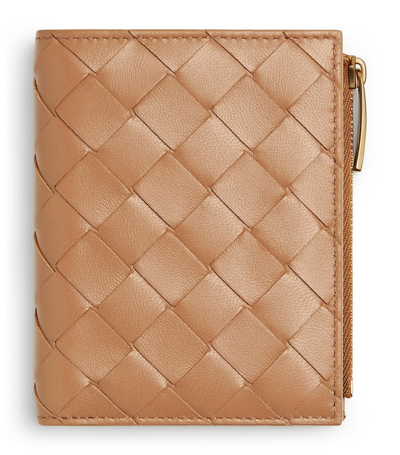 Bottega Veneta small leather Intrecciato bifold wallet, imported from the UK
