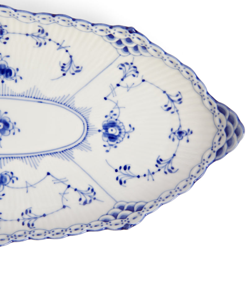 Royal Copenhagen Blue Fluted Half Lace oval dish 24.5cm, imported from the UK