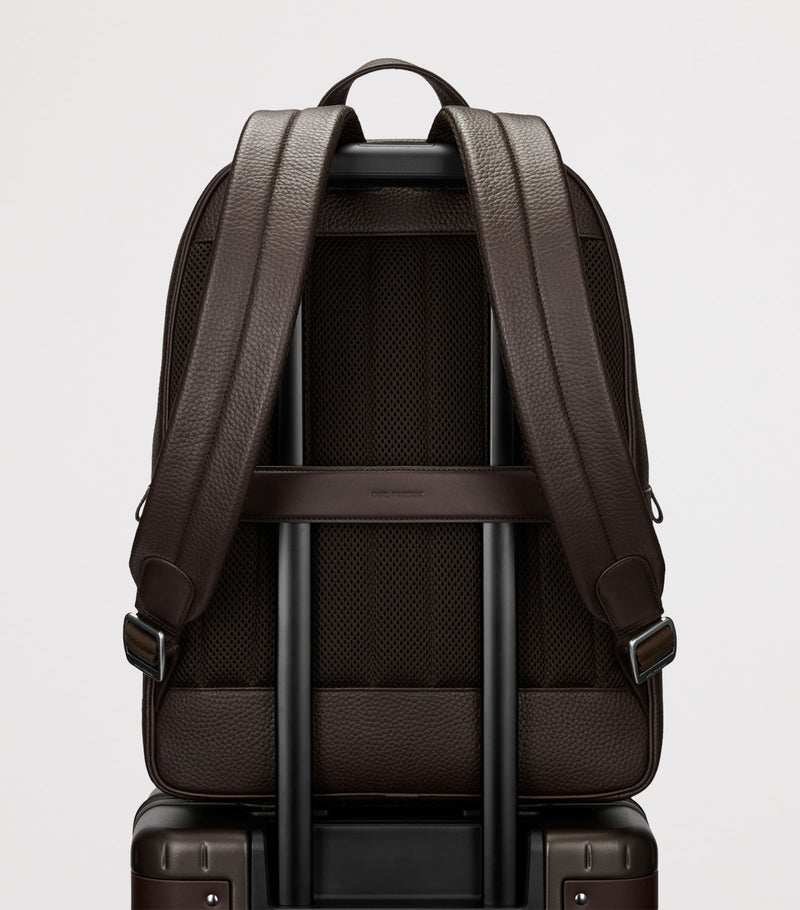 Carl Friedrik Ayrton leather backpack with laptop compartment - British brand