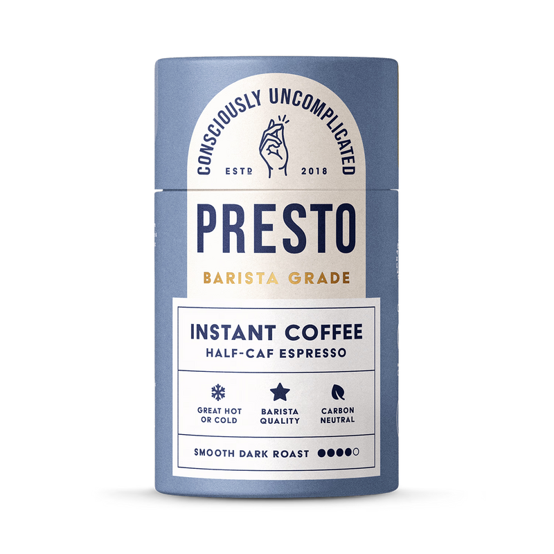 Half Caf instant coffee medium roast recyclable tube - British product
