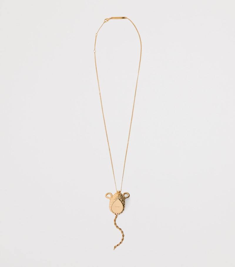 LOEWE Mouse Pendant Necklace in gold-tone brass, UK version