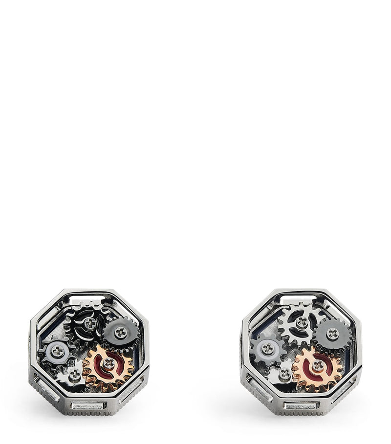 Tateossian Octo Gear cufflinks palladium rose gold - British product