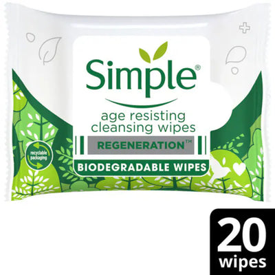 Superdrug Simple Age Resisting Biodegradable Facial Wipes 20 Wipes- Buy online at McGrocer