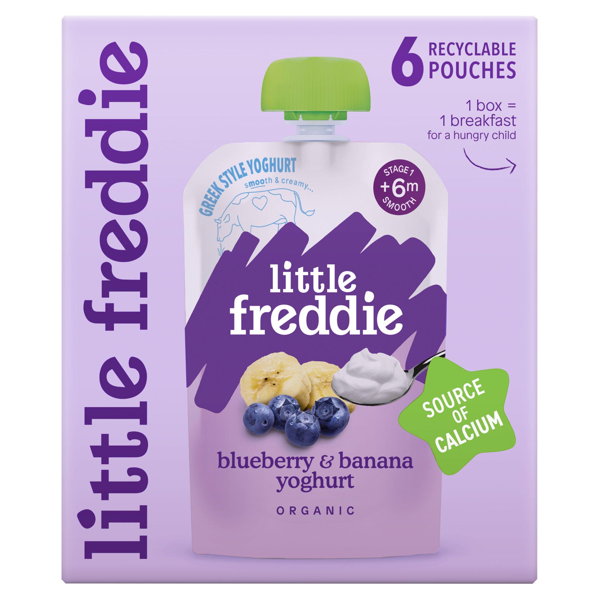 Little Freddie Blueberry & Banana Greek Style Yoghurt Organic Stage 1 +6m Smooth 6x100g GOODS Sainsburys   