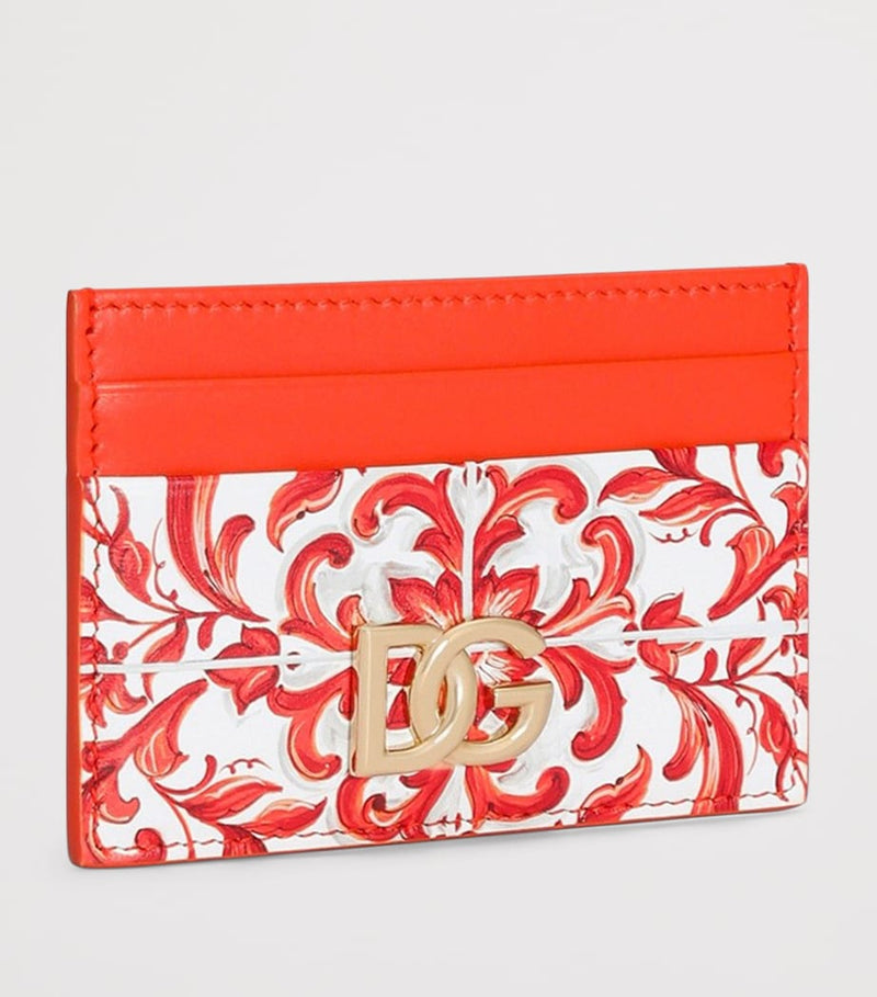 Dolce&Gabbana Majolica card holder in calfskin leather, imported from the UK