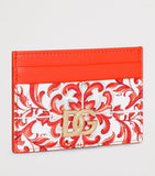 Dolce&Gabbana Majolica card holder in calfskin leather, imported from the UK