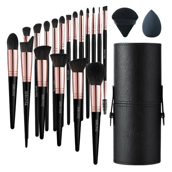 Livingandhome Makeup Brush Set Black 18 Piece, imported from the UK