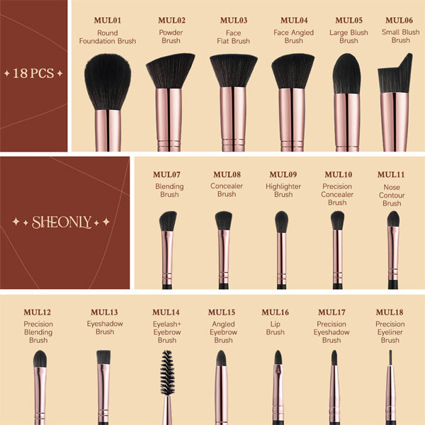 Livingandhome Makeup Brush Set Black 18 Piece, imported from the UK
