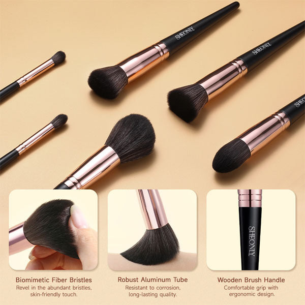 Livingandhome Makeup Brush Set Black 18 Piece, imported from the UK