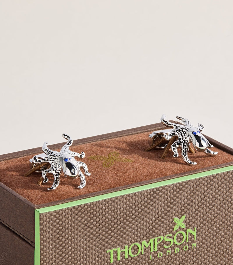 Tateossian octopus cufflinks palladium-plated Swarovski crystal (British brand)