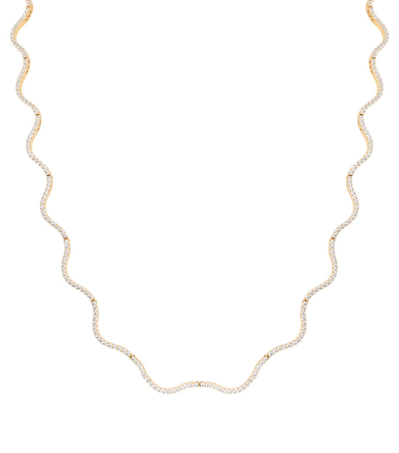 Astrid & Miyu gold-plated cubic zirconia ripple tennis necklace - British product