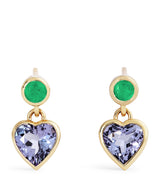 Harrods Emily P. Wheeler Yellow Gold Emerald and Tanzanite Heart Earrings- Buy online at McGrocer