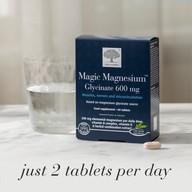 New Nordic Magic Magnesium Glycinate 600mg 60 tablets, imported from the UK