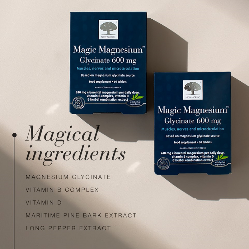 New Nordic Magic Magnesium Glycinate 600mg 60 tablets, imported from the UK