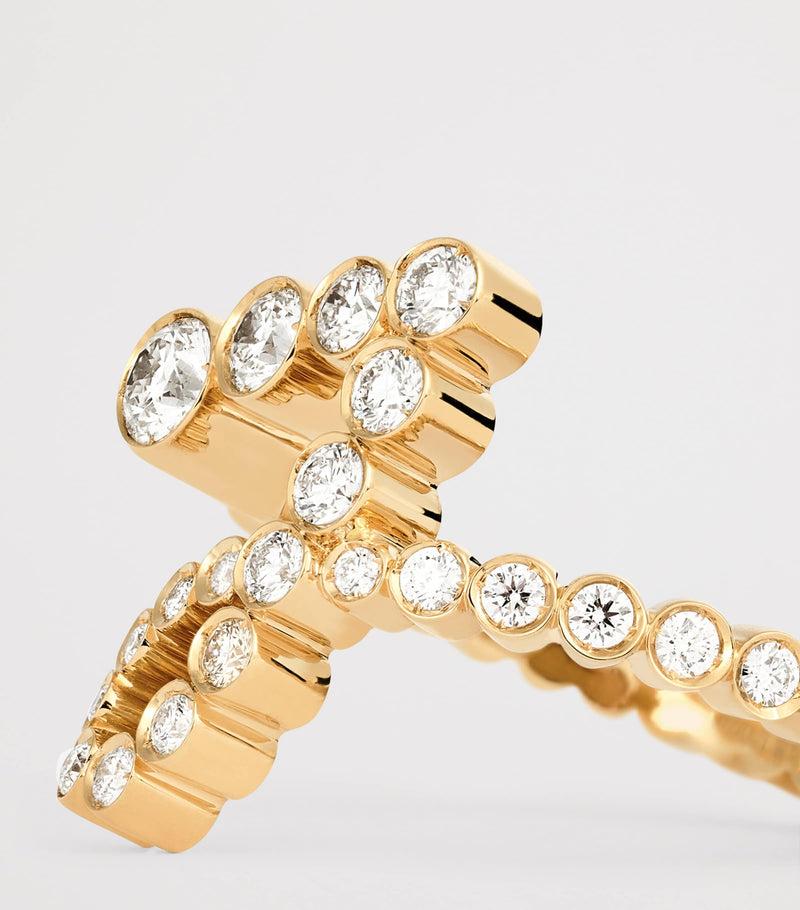 Sophie Bille Brahe yellow gold diamond initial ring (British brand)