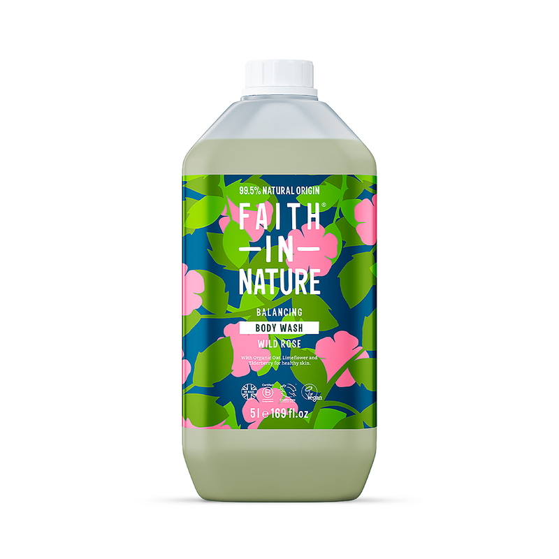 Faith In Nature body wash wild rose 5L - British product