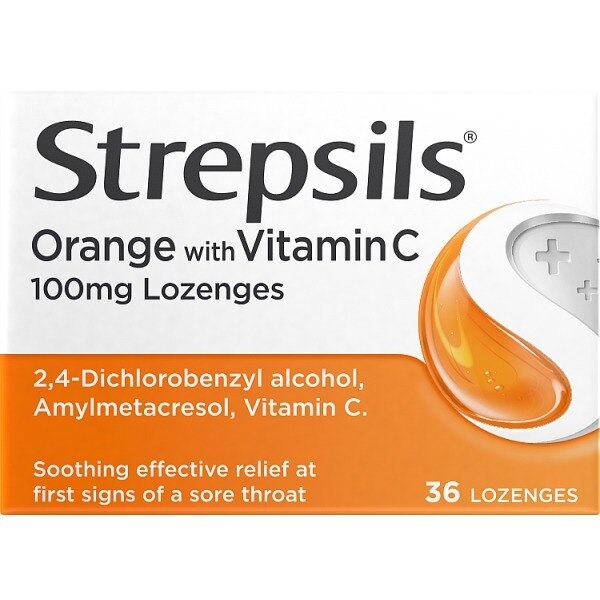Strepsils Orange With Vitamin C Sore Throat Lozenges 36s GOODS Superdrug