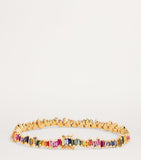 Suzanne Kalan Bold rose gold rainbow sapphire tennis bracelet 18cm (British brand)