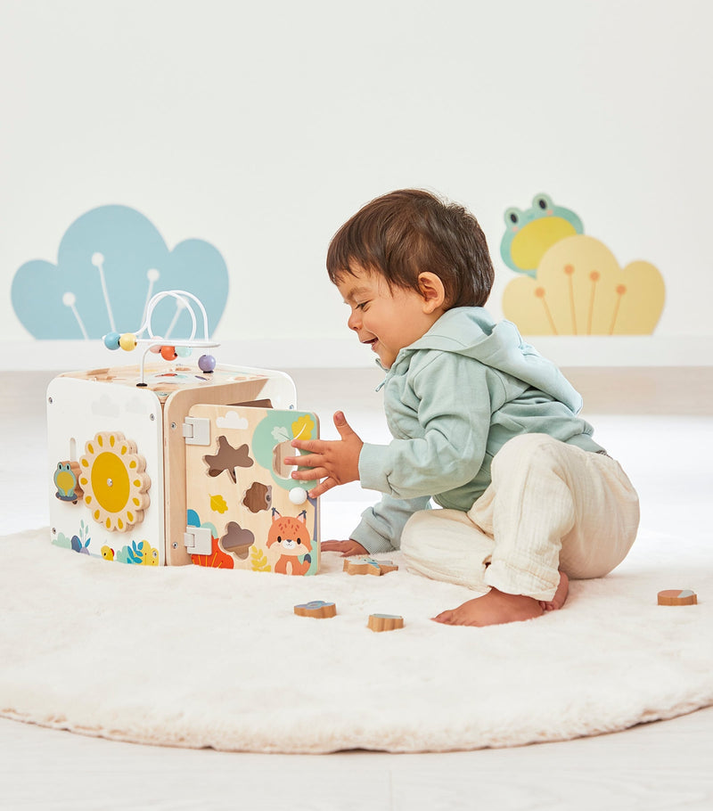 Janod wooden multi-activity cube, imported from the UK