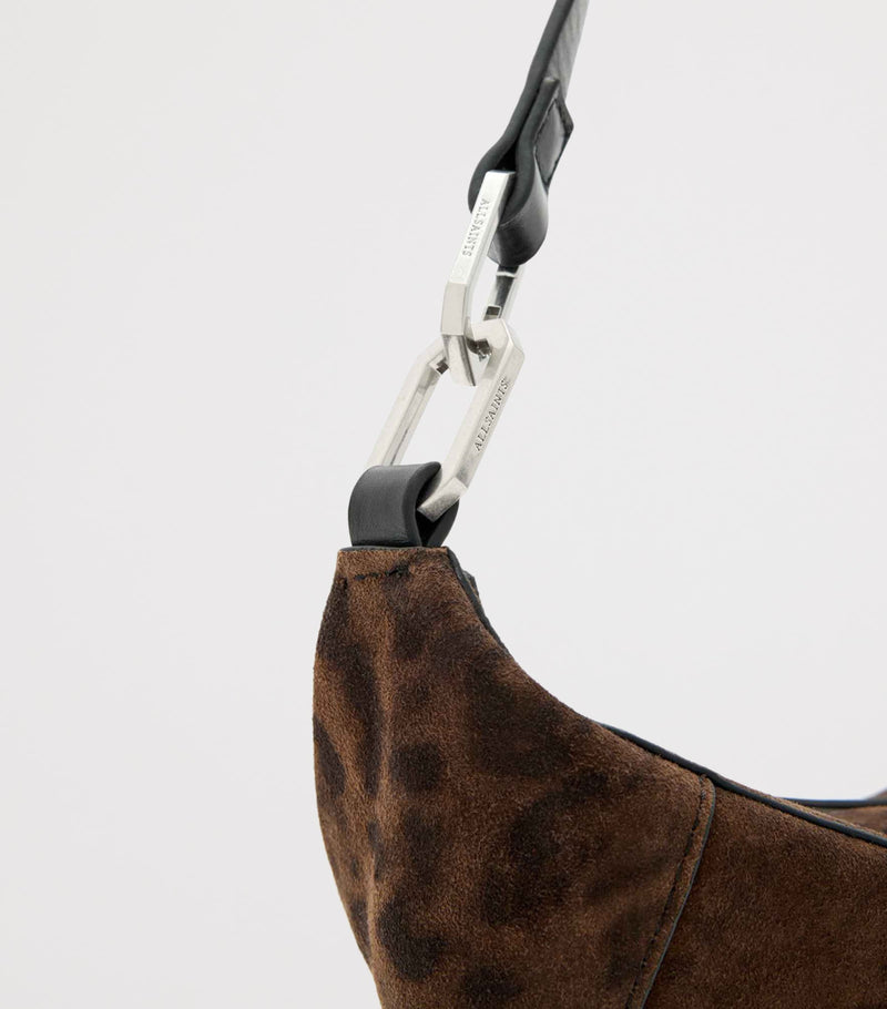 AllSaints suede Luna Leppo shoulder bag leopard print UK version