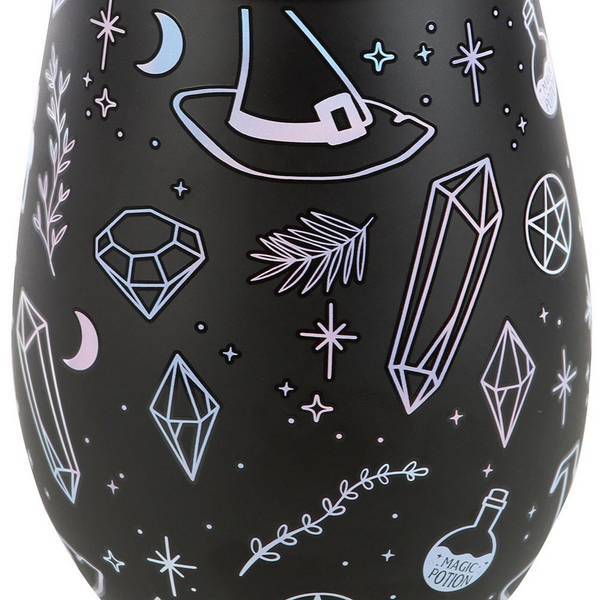 Something Different Stemless Wine Glass Witch Print 550ml (British brand)