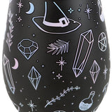 Something Different Stemless Wine Glass Witch Print 550ml (British brand)